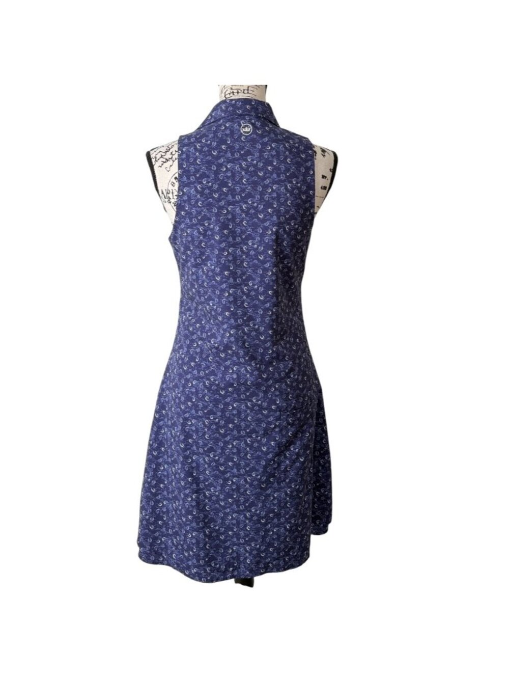 Peter Millar Womens Size S Sleeveless Dress Navy Paisley 1/4 Zip Collared UPF 50 - Picture 3 of 7